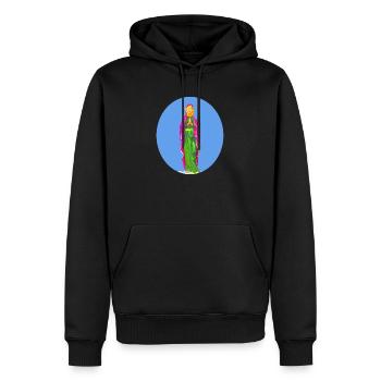 Madonna Staute - Men’s Premium Organic Hoodie - black - Front - Nico (187cm)