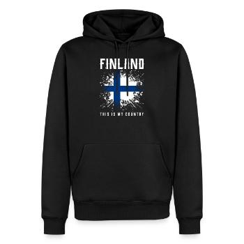 Finlande - Sweat à capuche Premium bio Homme - noir - Devant - Nico (187cm)