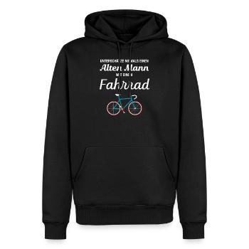 Alter Mann Mit Fahrrad - Männer Premium Bio Hoodie - Schwarz - Vorne - Nico (187cm)