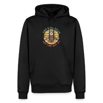 bradipo - Felpa con cappuccio ecologica premium da uomo - nero - Fronte - Nico (187cm)