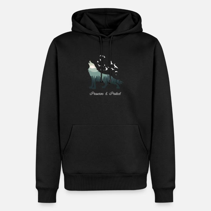 Wolf - Männer Premium Bio Hoodie - Schwarz