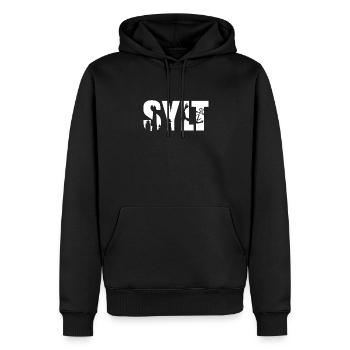 Sylt - Männer Premium Bio Hoodie - Schwarz - Vorne - Nico (187cm)