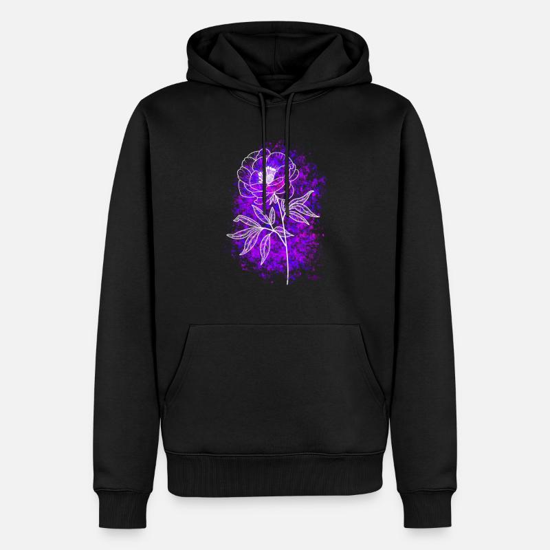 Fleur pourpre - Sweat à capuche Premium bio Homme - noir