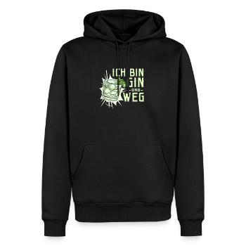 Ich bin Gin und weg - Männer Premium Bio Hoodie - Schwarz - Vorne - Nico (187cm)