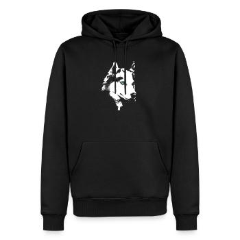Rauque - Sweat à capuche Premium bio Homme - noir - Devant - Nico (187cm)