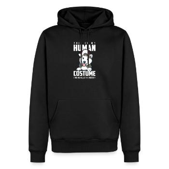 Rauque - Sweat à capuche Premium bio Homme - noir - Devant - Nico (187cm)
