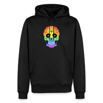 Gay Pride du crâne de sucre - Sweat à capuche Premium bio Homme - noir - Devant - Nico (187cm)