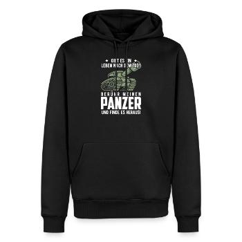 Panzer - Männer Premium Bio Hoodie - Schwarz - Vorne - Nico (187cm)