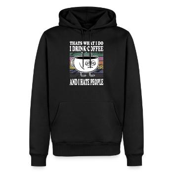 Je bois du café et déteste la tasse de café - Sweat à capuche Premium bio Homme - noir - Devant - Nico (187cm)