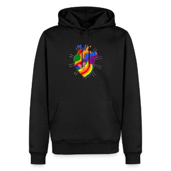 LGBT Regenbogen Herz - Männer Premium Bio Hoodie - Schwarz - Vorne - Nico (187cm)