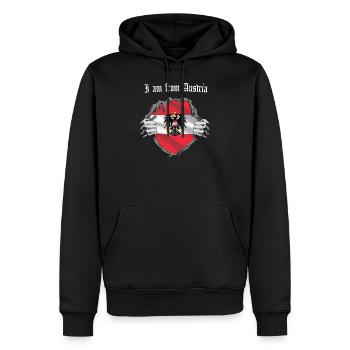Drapeau de l'Autriche, cadeau de super-héros armoiries - Sweat à capuche Premium bio Homme - noir - Devant - Nico (187cm)