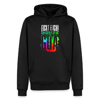 Geh auf ne Goa Psychedelic Psytrance Festival bunt - Männer Premium Bio Hoodie - Schwarz - Vorne - Nico (187cm)