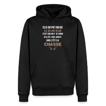 j'peux pas j'ai chasse - Sweat à capuche Premium bio Homme - noir - Devant - Nico (187cm)