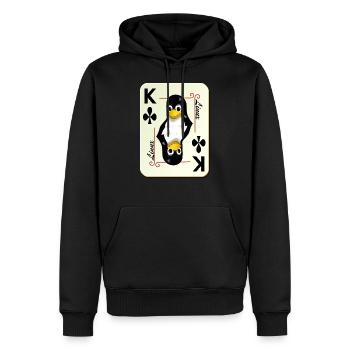 Linux-Spielkarte mit einem Pinguin - Männer Premium Bio Hoodie - Schwarz - Vorne - Nico (187cm)