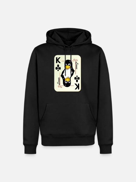 Linux-Spielkarte mit einem Pinguin - Männer Premium Bio Hoodie - Schwarz