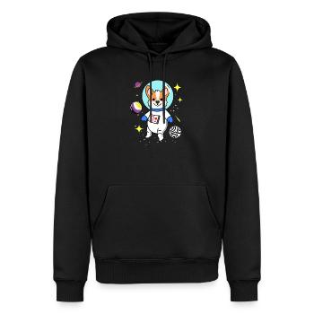 Corgi non binaire dans l'espace Fierté non binaire - Sweat à capuche Premium bio Homme - noir - Devant - Nico (187cm)