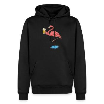 Flamingo boit un cadeau de bière pour les amateurs de bière - Sweat à capuche Premium bio Homme - noir - Devant - Nico (187cm)