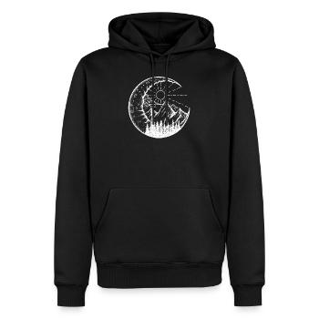 Paysage de montagne dans la lune (blanc) - Sweat à capuche Premium bio Homme - noir - Devant - Nico (187cm)