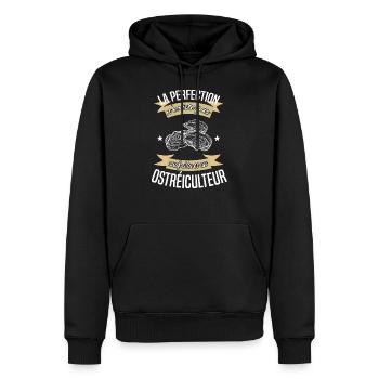 Perfection et ostréiculteur - Sweat à capuche Premium bio Homme - noir - Devant - Nico (187cm)