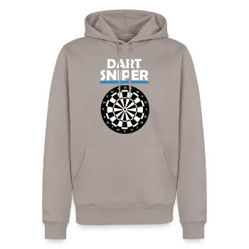 Dart sniper - Men’s Premium Organic Hoodie - taupe - Front - Nico (187cm)