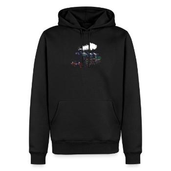 Züge - Männer Premium Bio Hoodie - Schwarz - Vorne - Nico (187cm)