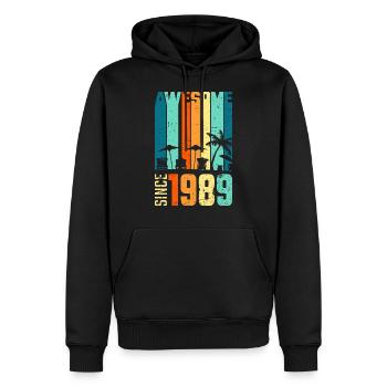 Vintage 1989 89 Birthday Retro Vintage Gift - Men’s Premium Organic Hoodie - black - Front - Nico (187cm)