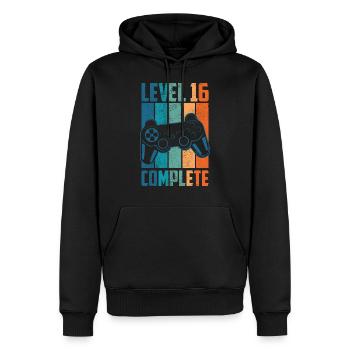 16. Geburtstag Level 16 Complete jahre Geschenk - Männer Premium Bio Hoodie - Schwarz - Vorne - Nico (187cm)