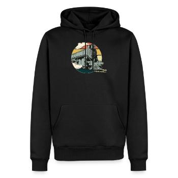 Zug - Männer Premium Bio Hoodie - Schwarz - Vorne - Nico (187cm)