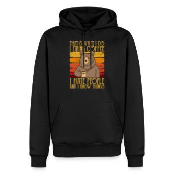 Boire du café Déteste les gens que je connais Ours Café - Sweat à capuche Premium bio Homme - noir - Devant - Nico (187cm)
