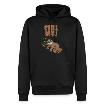 chill mal faultier Lustig Spaß Freizeit Tierliebe - Männer Premium Bio Hoodie - Schwarz - Vorne - Nico (187cm)