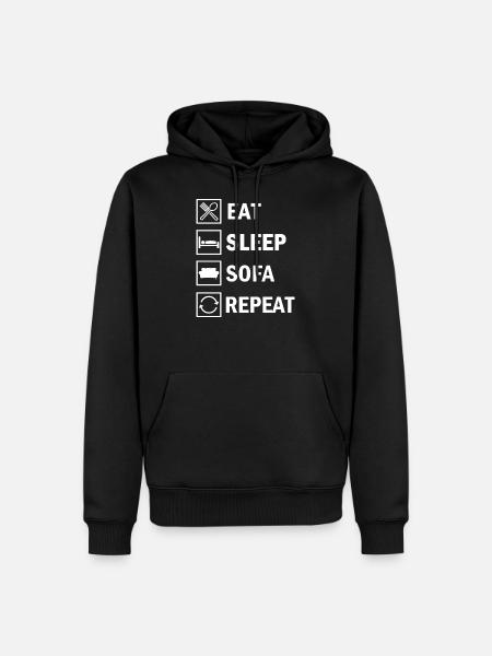 Eet Slaapbank Herhaal grappig Citaat Zeggen - Mannen Premium Bio hoodie - zwart
