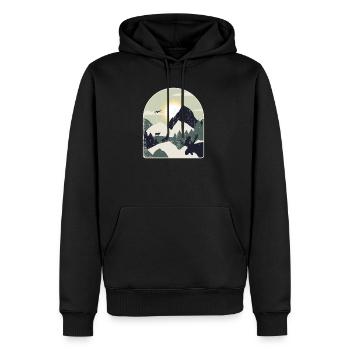 Natur Wald Berge Wandern - Männer Premium Bio Hoodie - Schwarz - Vorne - Nico (187cm)