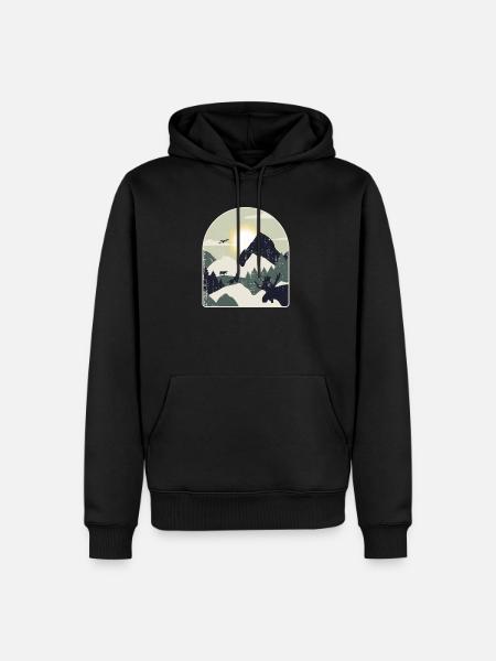 Nature Forest Mountains Hiking - Men’s Premium Organic Hoodie - black