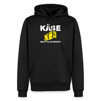 Käse - Männer Premium Bio Hoodie - Schwarz - Vorne - Nico (187cm)