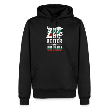 Bulgarien - Männer Premium Bio Hoodie - Schwarz - Vorne - Nico (187cm)