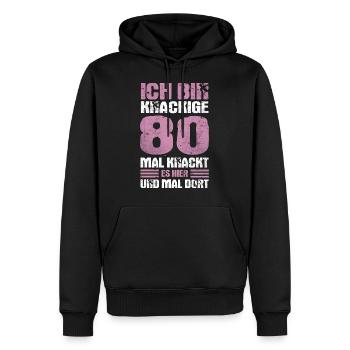 Ich bin Knackige 80 Jahre 80. Geburtstag Vintage - Männer Premium Bio Hoodie - Schwarz - Vorne - Nico (187cm)