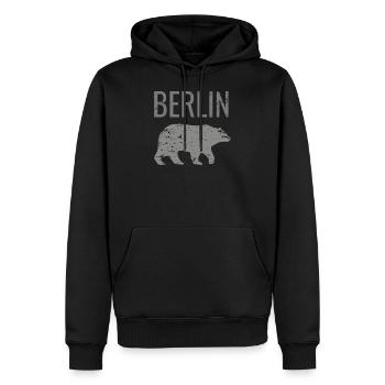 Berlin mit dem Bären Bär wie Berlin Spruch - Männer Premium Bio Hoodie - Schwarz - Vorne - Nico (187cm)