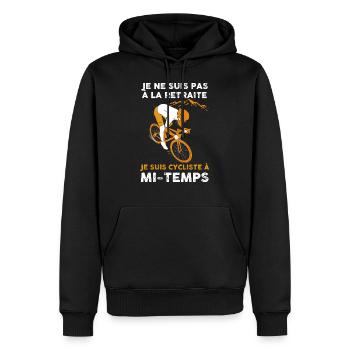 Vélo Retraite, blague drôle - Sweat à capuche Premium bio Homme - noir - Devant - Nico (187cm)