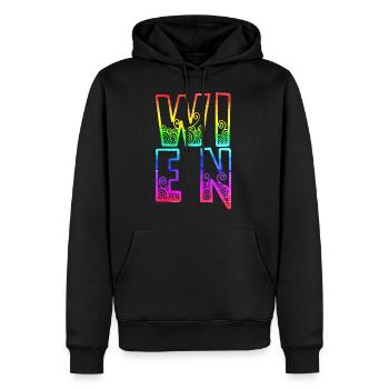 wien rs regenbogen - Männer Premium Bio Hoodie - Schwarz - Vorne - Nico (187cm)