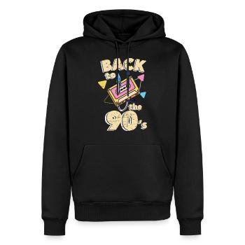 90s 90 - Sweat à capuche Premium bio Homme - noir - Devant - Nico (187cm)