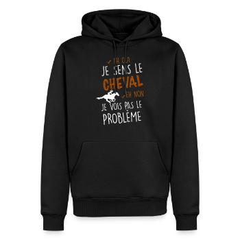 Cheval, chevaux, équitation écurie, cadeau - Sweat à capuche Premium bio Homme - noir - Devant - Nico (187cm)