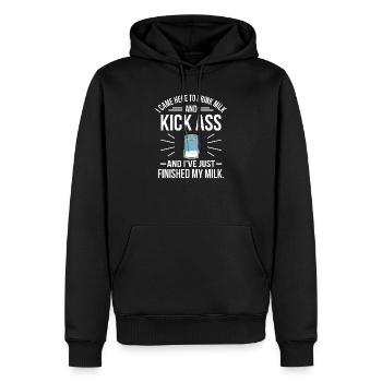 Lait - Sweat à capuche Premium bio Homme - noir - Devant - Nico (187cm)