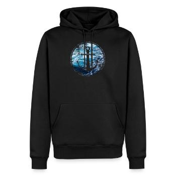 Anker Meer - Männer Premium Bio Hoodie - Schwarz - Vorne - Nico (187cm)