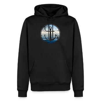 Anker Meer - Männer Premium Bio Hoodie - Schwarz - Vorne - Nico (187cm)