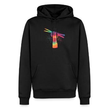 Batterie batteur cadeau de batteur - Sweat à capuche Premium bio Homme - noir - Devant - Nico (187cm)