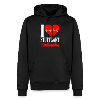 Stuttgart - Männer Premium Bio Hoodie - Schwarz - Vorne - Nico (187cm)