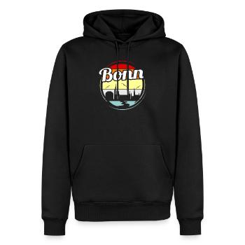 Bonn - Männer Premium Bio Hoodie - Schwarz - Vorne - Nico (187cm)