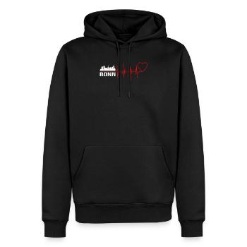 Bonn - Männer Premium Bio Hoodie - Schwarz - Vorne - Nico (187cm)