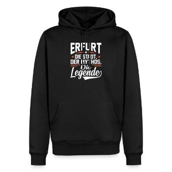 Erfurt - Männer Premium Bio Hoodie - Schwarz - Vorne - Nico (187cm)
