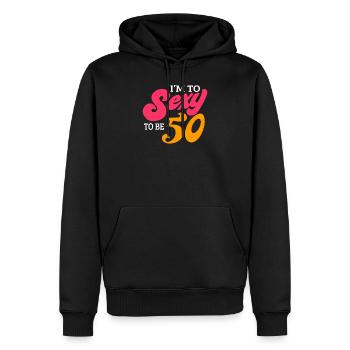 50e anniversaire - Sweat à capuche Premium bio Homme - noir - Devant - Nico (187cm)